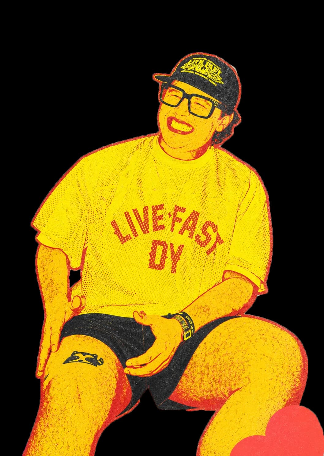 Person im gelben Live-Fast-Shirt